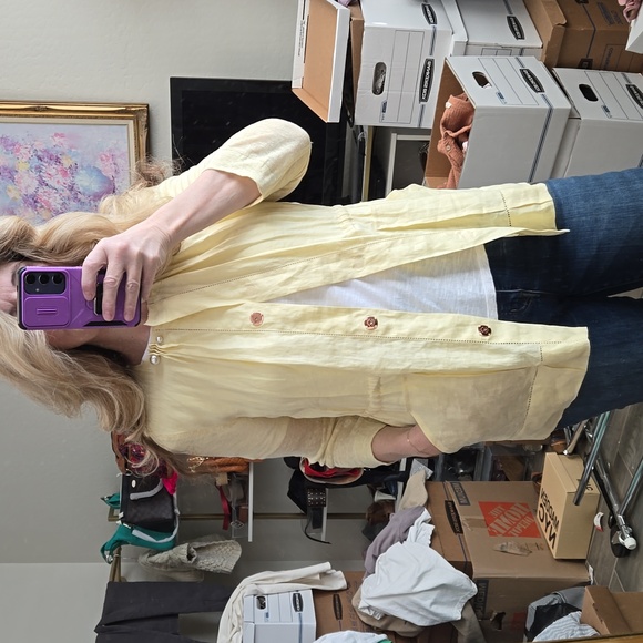 Escada Sport Linen Buttercream Yellow Jacket Quarter Length Sleeve Size 6 - Picture 1 of 15
